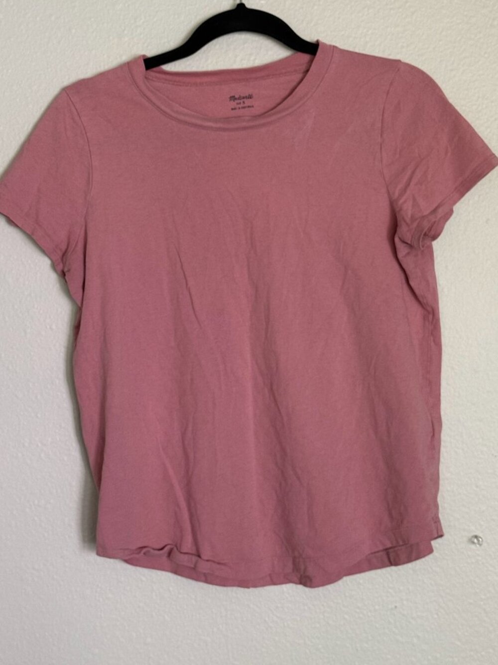 Madewell Whisper Cotton Crewneck Tee in Dusty Pink - Size S (M2232)